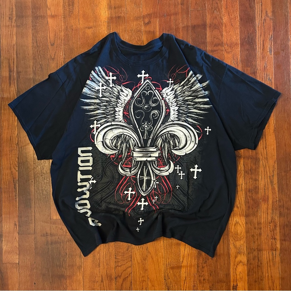 Vintage Y2K Revolution Grunge Jesse Pinkman Fleur De Lis Cross Wings T-shirt